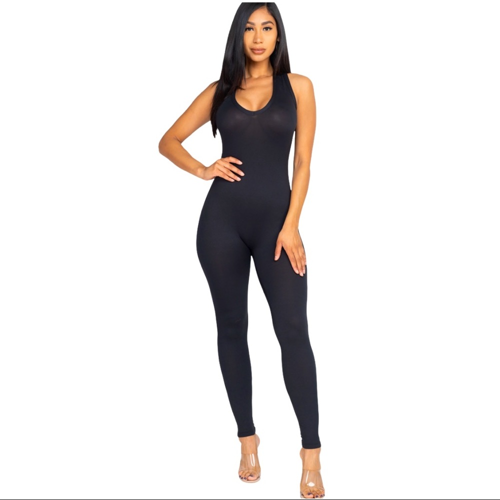 Racerback Sleeveless Bodycon Stretch Jumpsuit